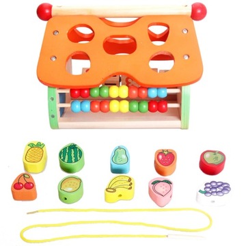 Сортер-деревянный домик, обучающие кубики Монтессори для детей