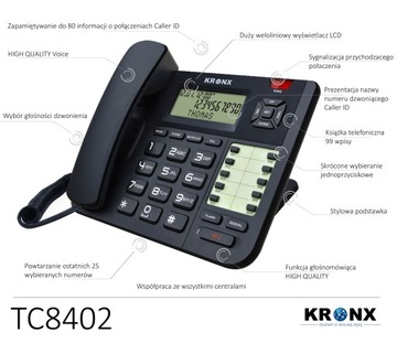 KRONX KR-TC8402 Telefon analogowy biurowy, fv ,gwarancja,nowy