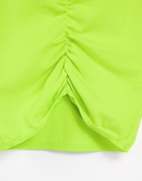 Topshop limonkowy dzianinowy top damski defekt M