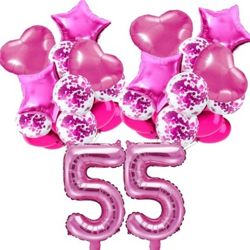BALONY zestaw 55 ROCZNICA ŚLUBU RÓŻOWY FUKSJA