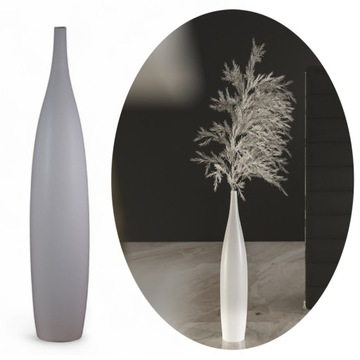 Wazon Podłogowy Biały Wysoki Ceramiczny Nowoczesny Prosty Duży - 70 cm