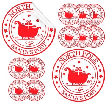 Naklejki na PREZENTY 12szt, NORTH POLE