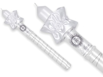 ŚWIECA KOMUNIJNA ŚWICA KOMUNIA + DREWNIANE PUDEŁKO ŚWIECY BIAŁE IMIĘ GRAWER