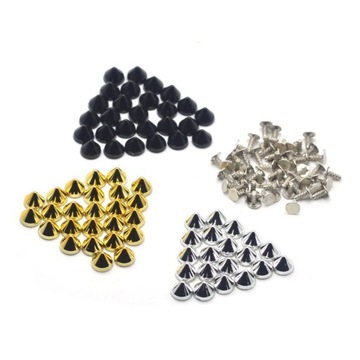 100 комплектов серебряных, золотых, черных позолоченных АБС-пластиков, конусов, шпилек в стиле панк, заклепок, шипов для