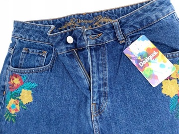 DESIGUAL spodnie exotic jeans hafty KWIATY 25 -80%