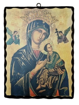 Ikona religijna Matka Boża NIEUSTAJĄCEJ POMOCY na drewnie 32x42cm duża