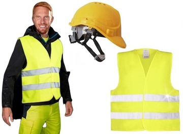 Kask Roboczy Ochronny PP-K Żółty +Kamizelka Ostrzegawcza Ardon Alex Żółta