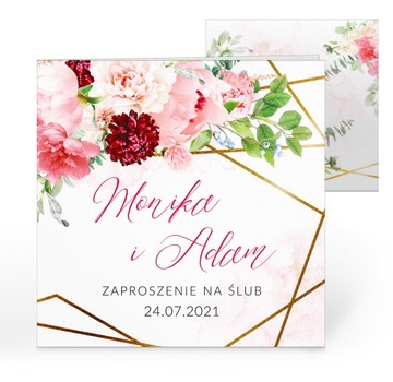 Zaproszenia ślubne AKWARELE PIWONIE I DALIE - PAPIER 350G + KOPERTA- PRÓBKA