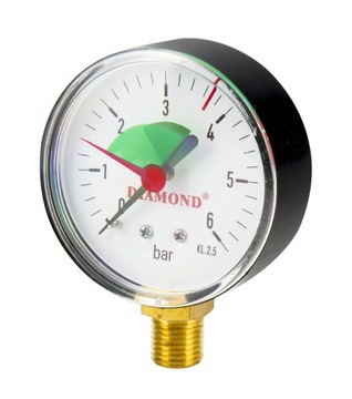 Манометр со шкалой 6 бар ВЕРТИКАЛЬНЫЙ Радиальный