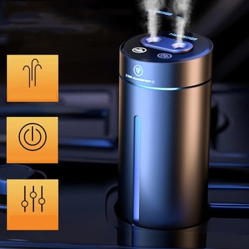 АВТОМОБИЛЬНЫЙ УВЛАЖНИТЕЛЬ ВОЗДУХА, ЦВЕТНАЯ СВЕТОДИОДНАЯ ПОДСВЕТКА, 3 РЕЖИМА РАСПЫЛЕНИЯ