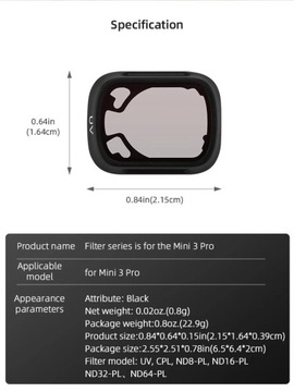 Фильтры для объектива BDRRC UV CPL ND8 для комплекта камеры дрона DJI MINI 3 PRO