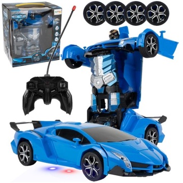 SAMOCHÓD ROBOT ZDALNIE STEROWANY AUTO na PILOTA ZABAWKA 2w1 JEŹDZI ŚWIECI