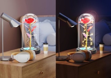 ВЕЧНАЯ РОЗА В СТЕКЛЕ, СВЕТЯЩИЙСЯ СВЕТОДИОД В ЧЕРНОЙ КОРОБКЕ, ПОДАРОК ​​НА ЖЕНСКИЙ ДЕНЬ