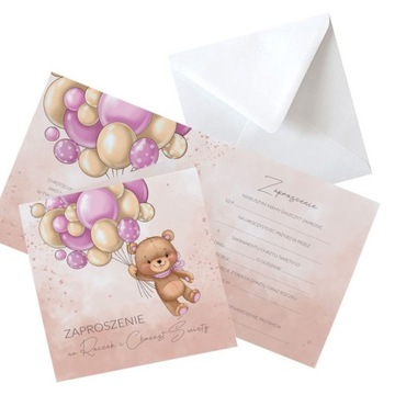 ПРИГЛАШЕНИЯ НА КРЕСТИЕ И ДЕНЬ РОЖДЕНИЯ ДЕВОЧКИ 10 шт (+конверты)