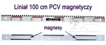 Linijka 100 cm liniał PCV biały lekki magnetyczny
