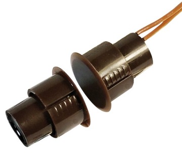 KONTAKTRON CZUJKA CZUJNIK MAGNETYCZNY WPUSZCZANY NC BRĄZ ALARM DRZWI OKNA