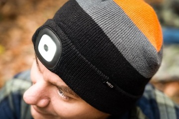 CZAPKA Z LATARKĄ akumulator Ciepła LED latarka NEO