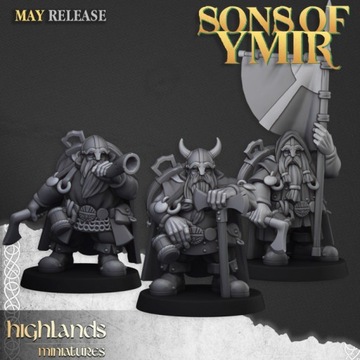 Dwarf Rangers Command Group Highlands Miniatures
