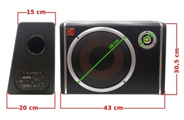 КОРОБКА АКТИВНОГО САБВУФЕРА НИЗКОЛАМПОВАЯ ТРУБА ДИНАМИК УСИЛИТЕЛЬ 25 СМ + КАБЕЛИ