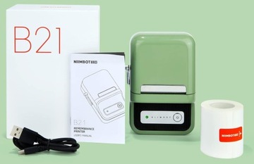 Drukarka termiczna etykiet samoprzylepnych retro B21 NiiMbot tekst grafika