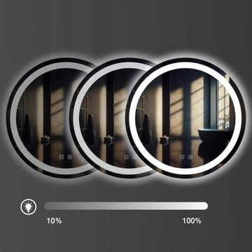 КРУГЛОЕ ПОДВЕСНОЕ ЗЕРКАЛО ДЛЯ ВАННОЙ, СО СВЕТОДИОДНОЙ ПОДСВЕТКОЙ, ПОДВЕСКА 80 СМ