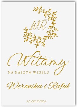 tablica powitalna Witamy na weselu Dziękujemy ścianka na ściankę ślub 70x50