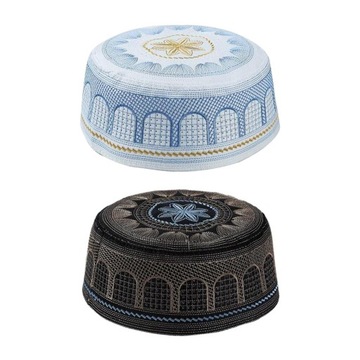Muzułmańskie męskie czapki modlitewne Kufi Kapelusz Beanie Haftowane