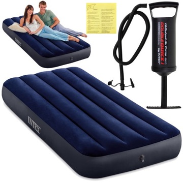 MATERAC DMUCHANY INTEX WELUROWY + POMPKA DUŻY 1 OS