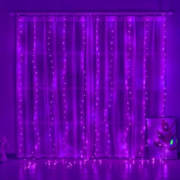 300 LED String Light Purpurowa Curtain USB