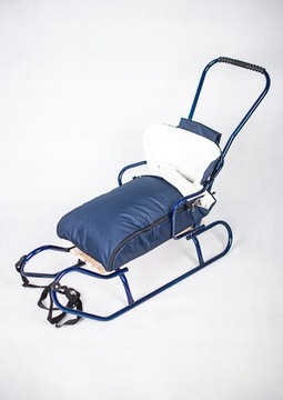 ДЕТСКИЕ САНКИ СО СПИНКОЙ И СПАЛЬНИКОМ, МЕТАЛЛ, ПУШЕР, ПОЛЬСКОЕ КАЧЕСТВО