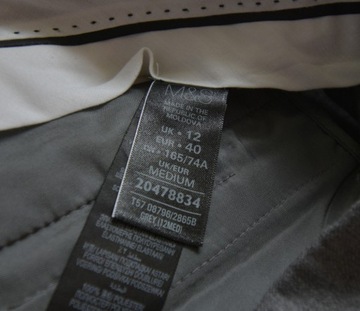 Spodnie wełniane wysoki stan eleganckie szare M&S szerokie 98% wełna 40/L