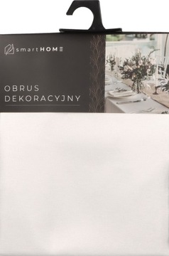 BIAŁY OBRUS PLAMOODPORNY ZE SREBRNĄ NICIĄ 140x220