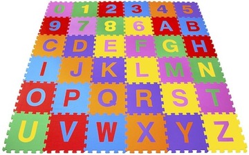 PUZZLE PIANKOWE MATA PIANKOWA EDUKACYJNA SENSORYCZNA CYFRY LITERY XXL 36szt