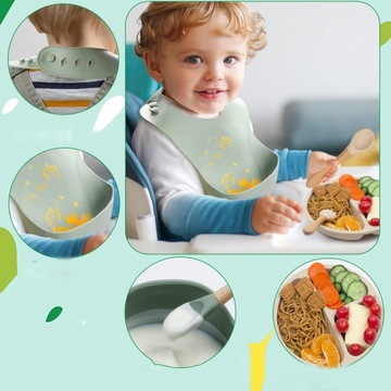 NACZYNIA KARMIENIA SILIKONOWE DLA DZIECI TALERZYK Z PRZYSSAWKĄ ZESTAW 8SZT