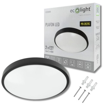 Plafon 2xE27 lampa natynkowa okrągła czarna IP20 panel LED