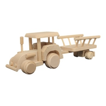 TRAKTOR drewniany z przyczepką traktorek