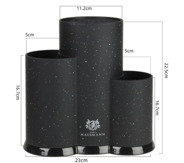 БЛОК НОЖЕЙ ТРУБКА 22 СМ ЧЕРНЫЙ МРАМОР 3В1 ВСТАВКА ИЗ ПОЛИПРОПИЛЕНОВЫХ РЕЗЬБ