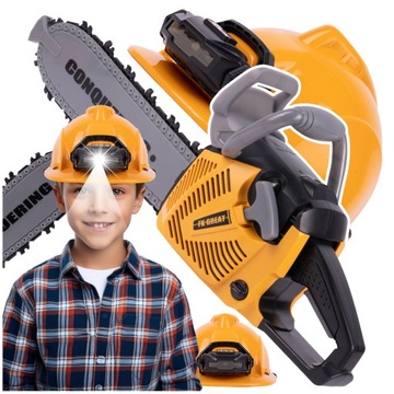 PIŁA ŁAŃCUCHOWA MOTOROWA SPALINOWA MECHANICZNA DZIECI ZESTAW DRWALA + KASK