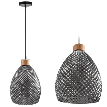 LAMPA SUFITOWA WISZĄCA SZKLANA RETRO SZKŁO BLACK APP897