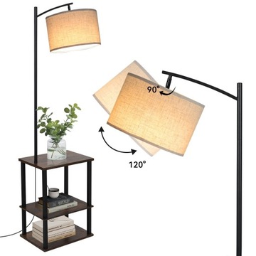 Lampa stojąca podłogowa Stolik kawowy z lampą drewno 150 cm Brązowy