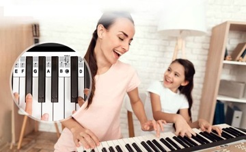 МУЗЫКАЛЬНЫЕ НАКЛЕЙКИ НА КЛЮЧИ ДЛЯ ОБУЧЕНИЯ ИГРАТЬ НА ПИАНИНО КЛАВИАТУРА ЦВЕТ ПИАНО