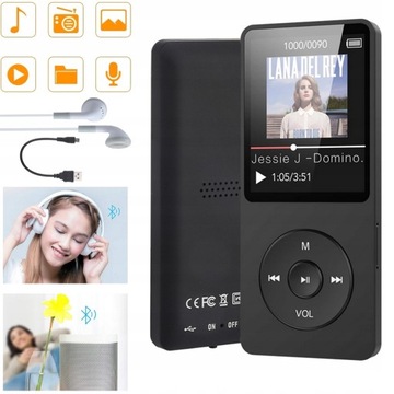 16GB ODTWARZACZ MP3 BLUETOOTH 5.0, PRZENOŚNY ODTWARZACZ MUZYKI HIFI GŁOŚNIK