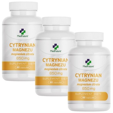 Cytrynian magnezu Magnesium citrate DODAJE ENERGII - 3 opakowania