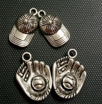 Baseball glove&baseball&Sunshade cap Fashion Jewelry Vintage Jewelry Charm