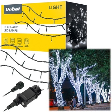 ZEWNĘTRZNE LAMPKI CHOINKOWE 100LED 10m DEKORACYJNE ŚWIĄTECZNE NA TARAS
