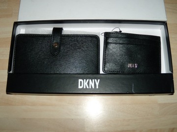 Zestaw DKNY DONNA KARAN portfel damski + etui na karty , oryginalne pudełko