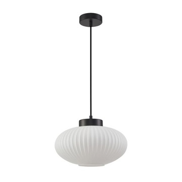Czarna lampa wisząca z eleganckim szklanym kloszem do salonu GROSTE Italux
