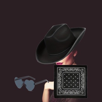 Kowbojski kapelusz rekwizyty moda damska duży rondo zachodni kapelusz kowbojski kapelusz imprezowy czarny