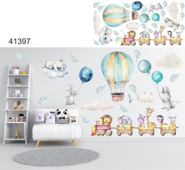 naklejki dla dzieci na ścianę samoloty balony domy