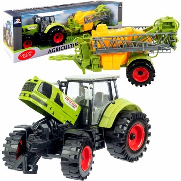 Duży traktor z przyczepą ciągnik z ładowarką czołową NAPĘD ruchome elementy